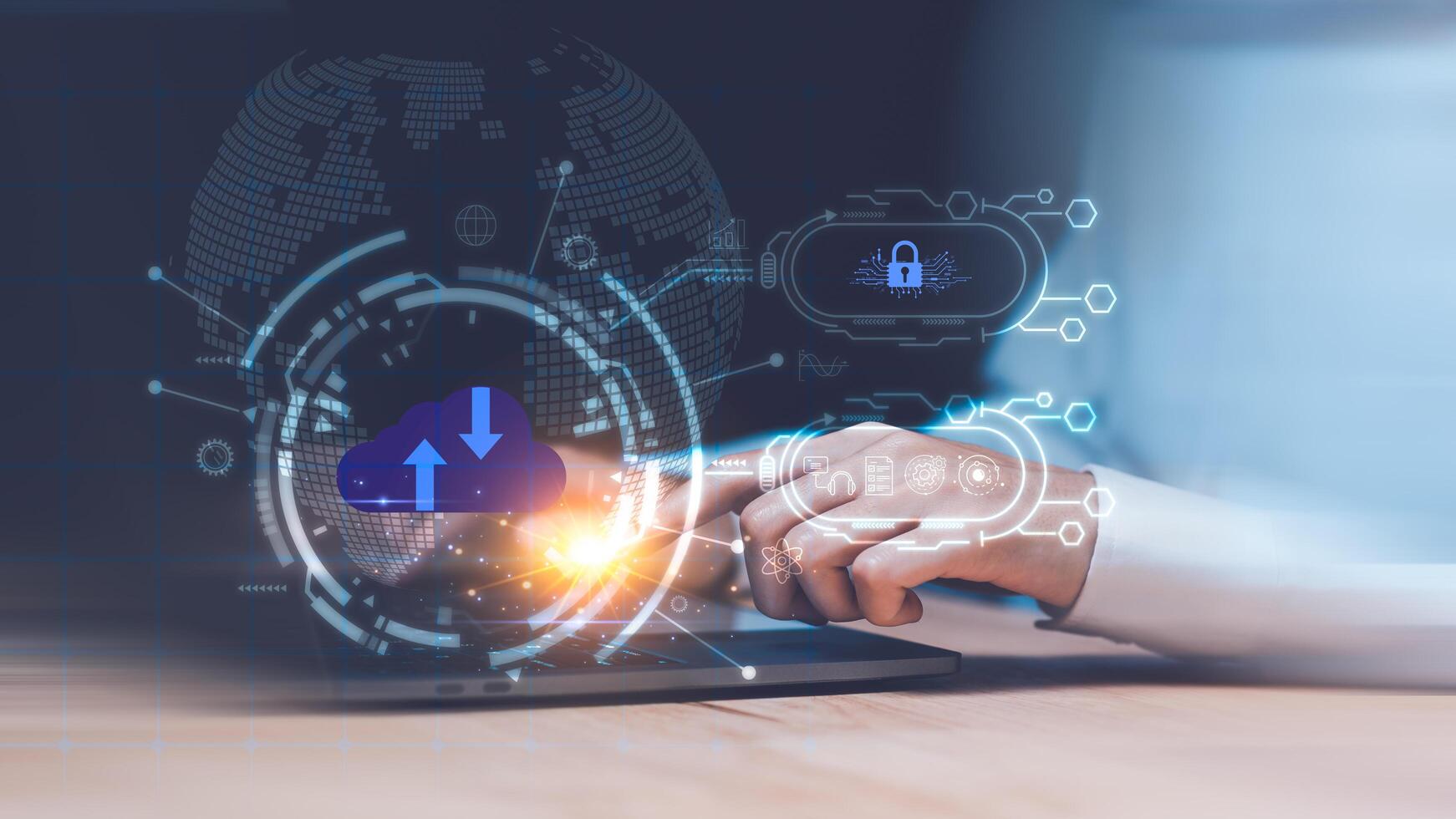 transfer data ,exchange data files ,with Internet cloud technology ,Document ,folder and backup management ,digital sharing ,international business network worldwide ,Security Administration photo