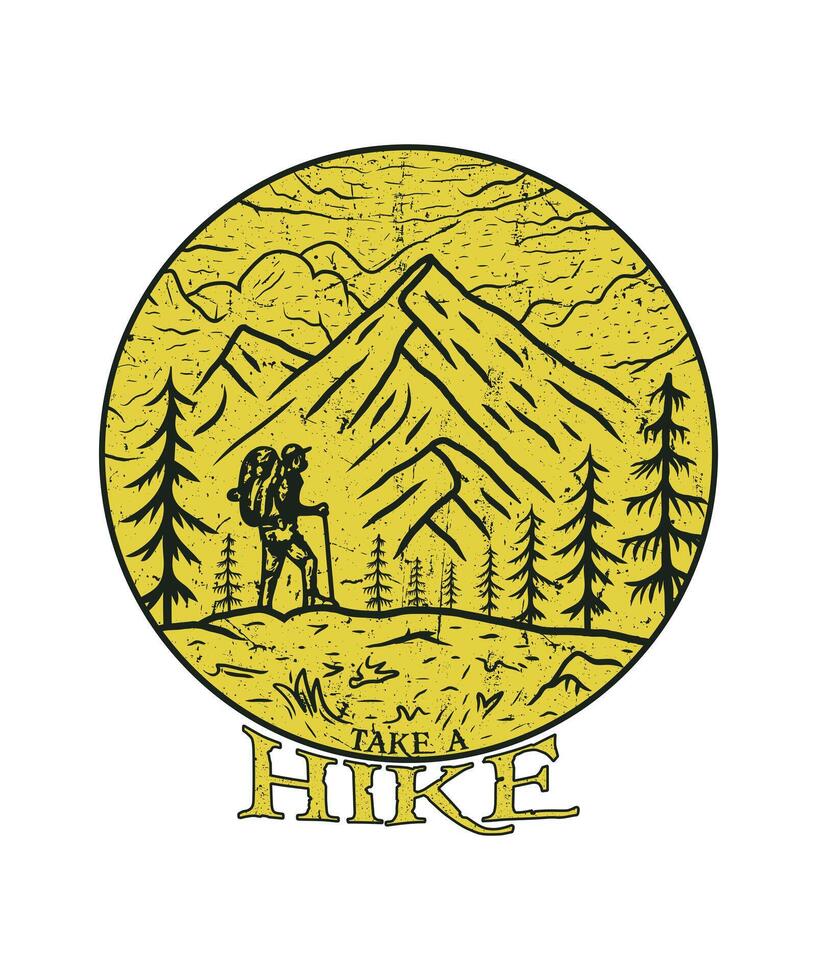 go take a hike mountain graphic line art t shirt design vector