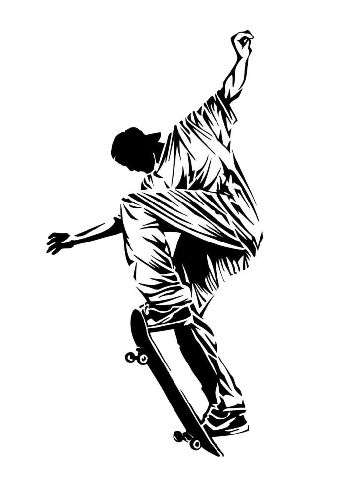 Illustration of stylized flag with skateboarder silhouette. Design for print T-shirts, posters and etc ... vector