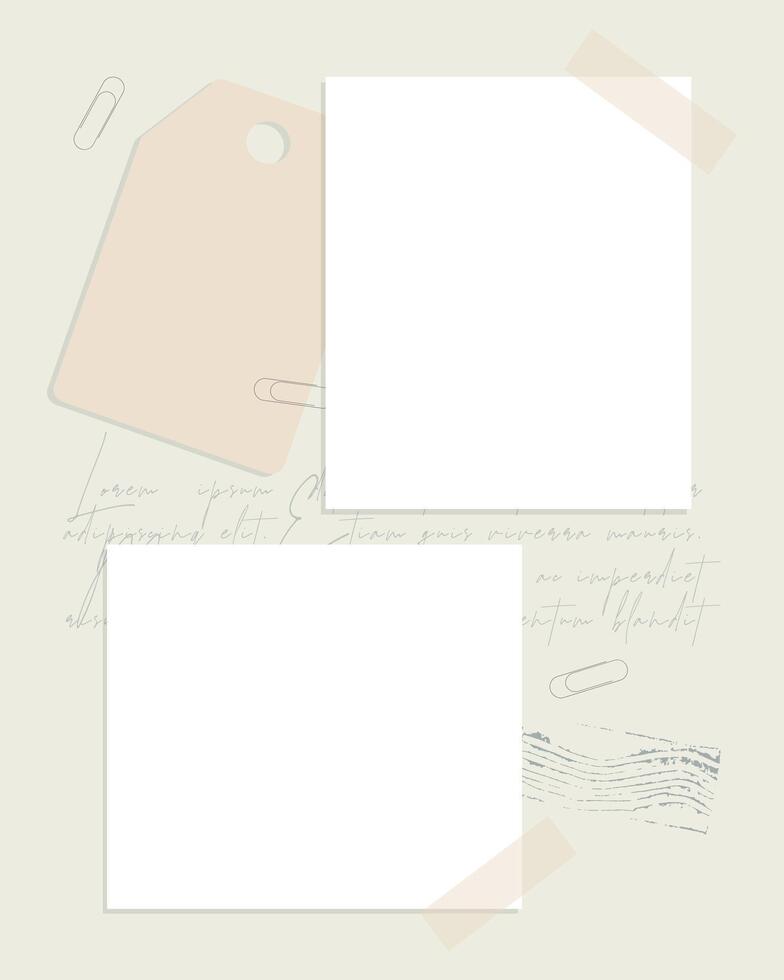 Blank vintage collage for scrapbooking, for note reminders to do list. vector
