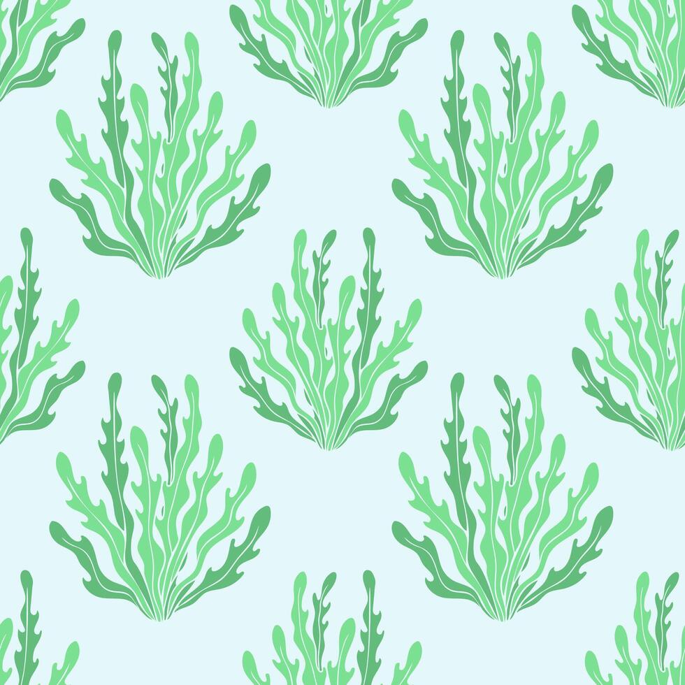 Seaweed on the ocean bottom pattern seamless. vector
