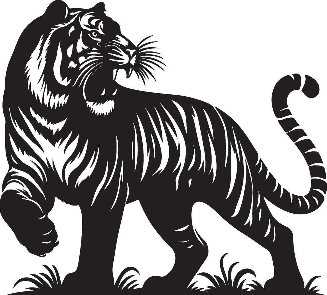 Black tiger silhouettes illustration vector