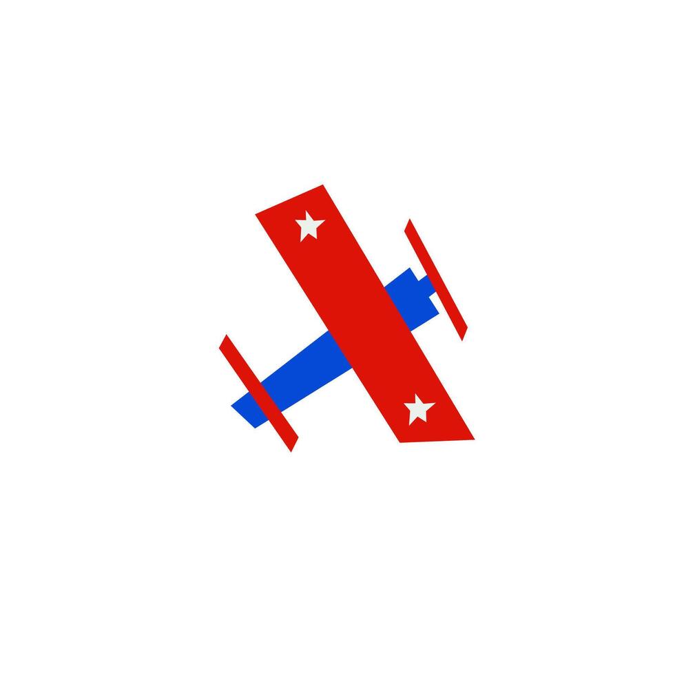 American patriotic airplane toy in cutout style vector