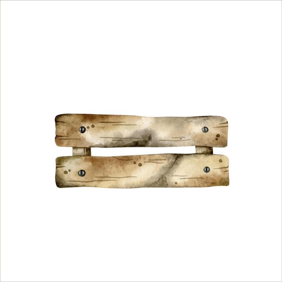 Hand-drawn, watercolor illustration with wooden, rustic box vector