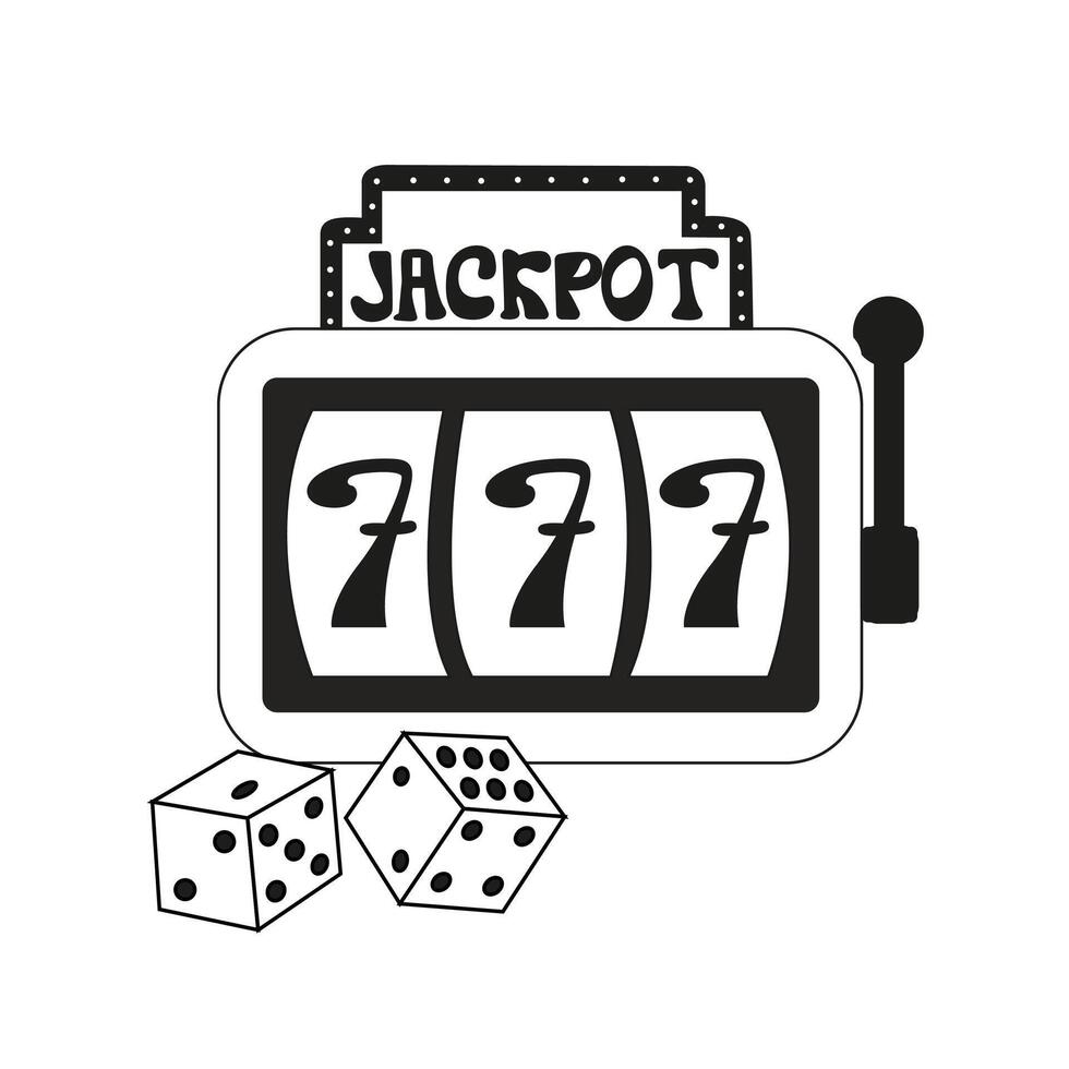 Gambling and entertainment in casino establishments. games for winning money. Casino slot machine with jackpot and seven number and dice vector