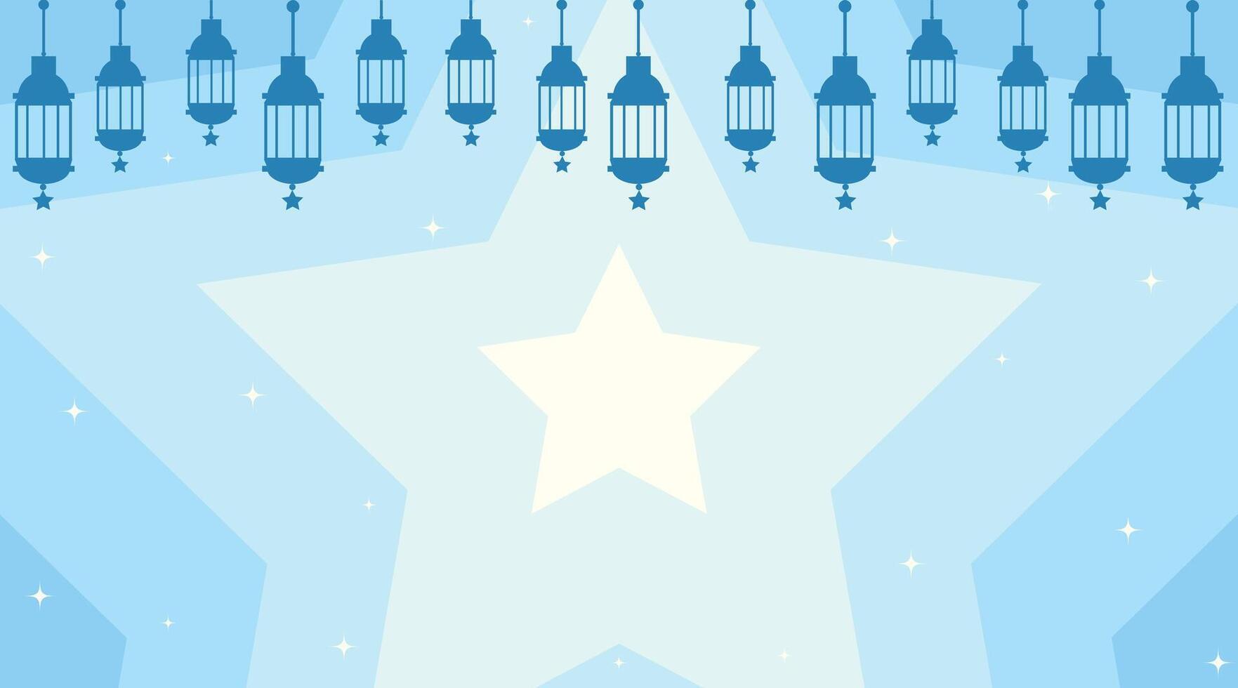 Ramadhan blue background with lamp and sparkles. Illustration vector