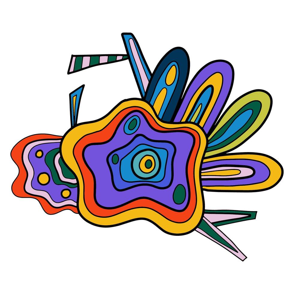 Creative fantasy doodle abstraction for your design, crazy surrealistic card isolated o n white. vector