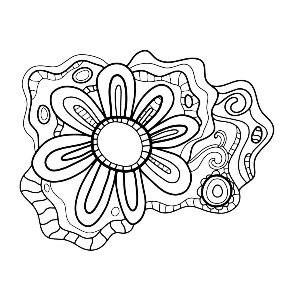 Creative fantasy doodle abstraction for coloring book, crazy surrealistic card isolated on white. vector