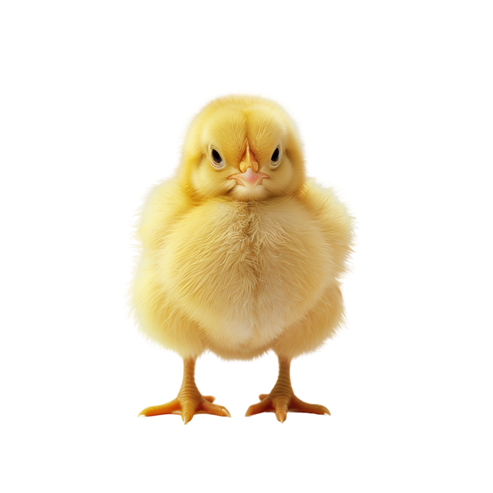 A fluffy little chicken standing alone isolated on a transparent background png