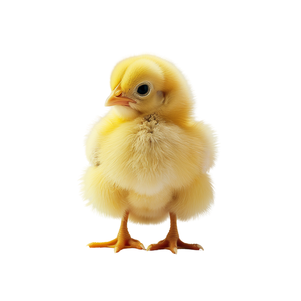 A fluffy little chicken standing alone isolated on a transparent background png