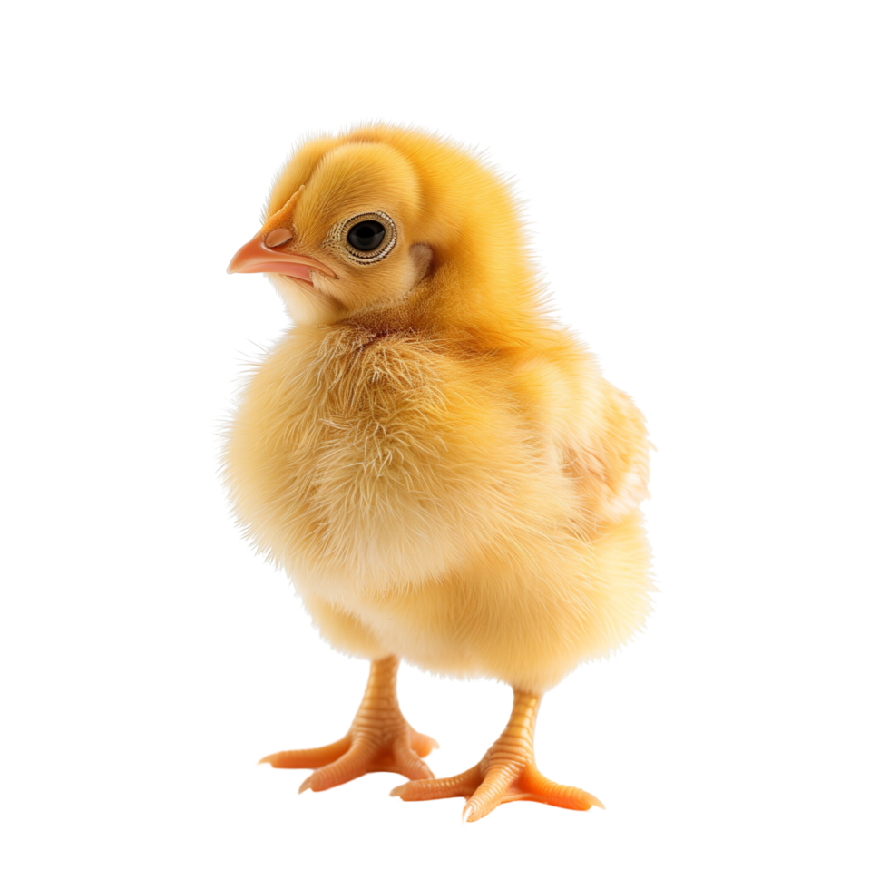 A fluffy little chicken standing alone isolated on a transparent background png