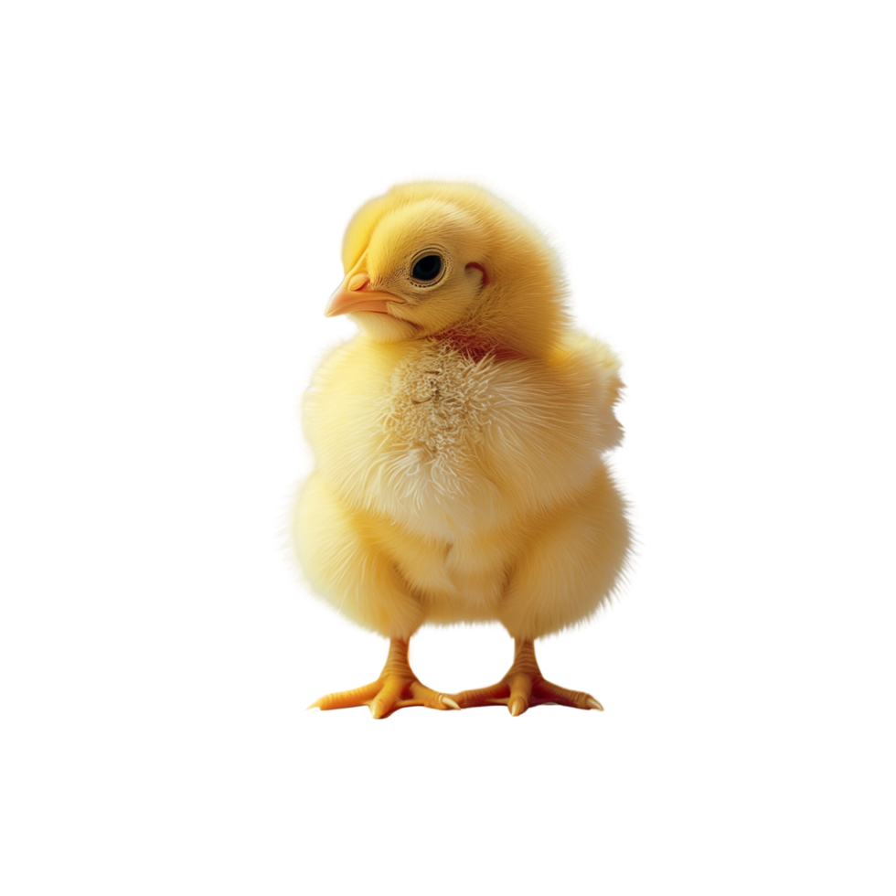 A fluffy little chicken standing alone isolated on a transparent background png