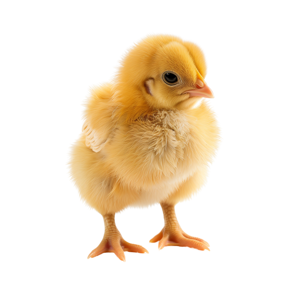A fluffy little chicken standing alone isolated on a transparent background png
