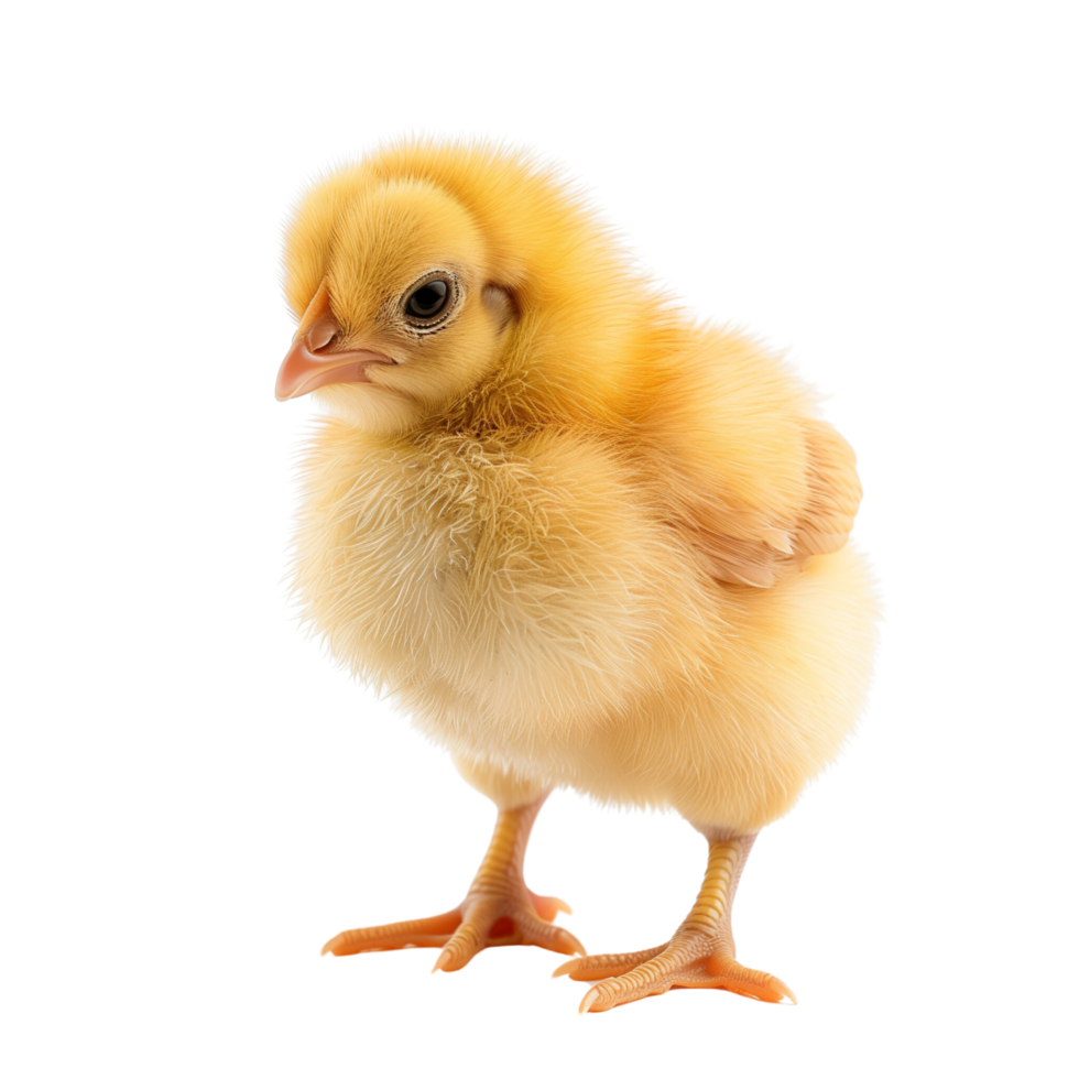 A fluffy little chicken standing alone isolated on a transparent background png