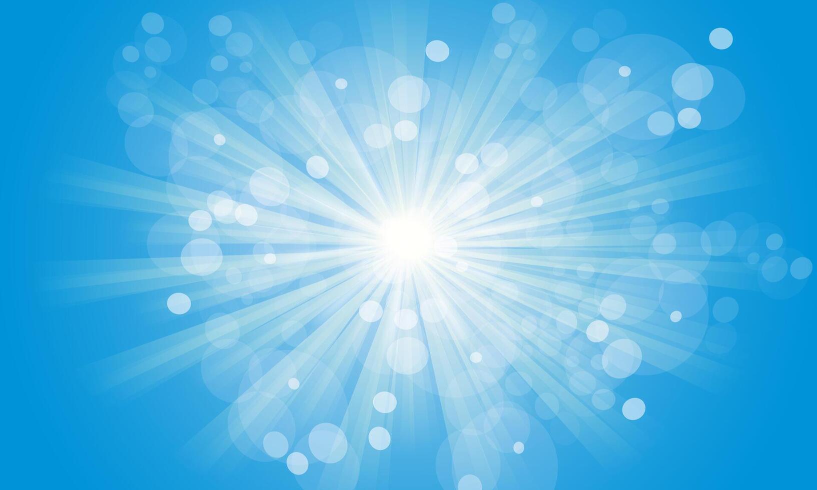 Blue sunburst blank background. bright light. vector