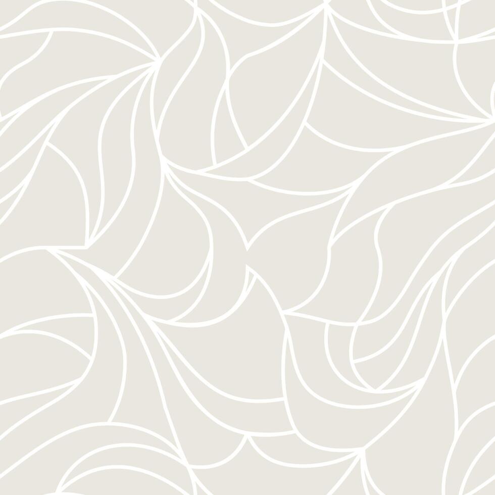 Organic pattern. Seamless texture of plants drawn lines. Stylish leaves light grey background. Modern wallpaper or textile print vector