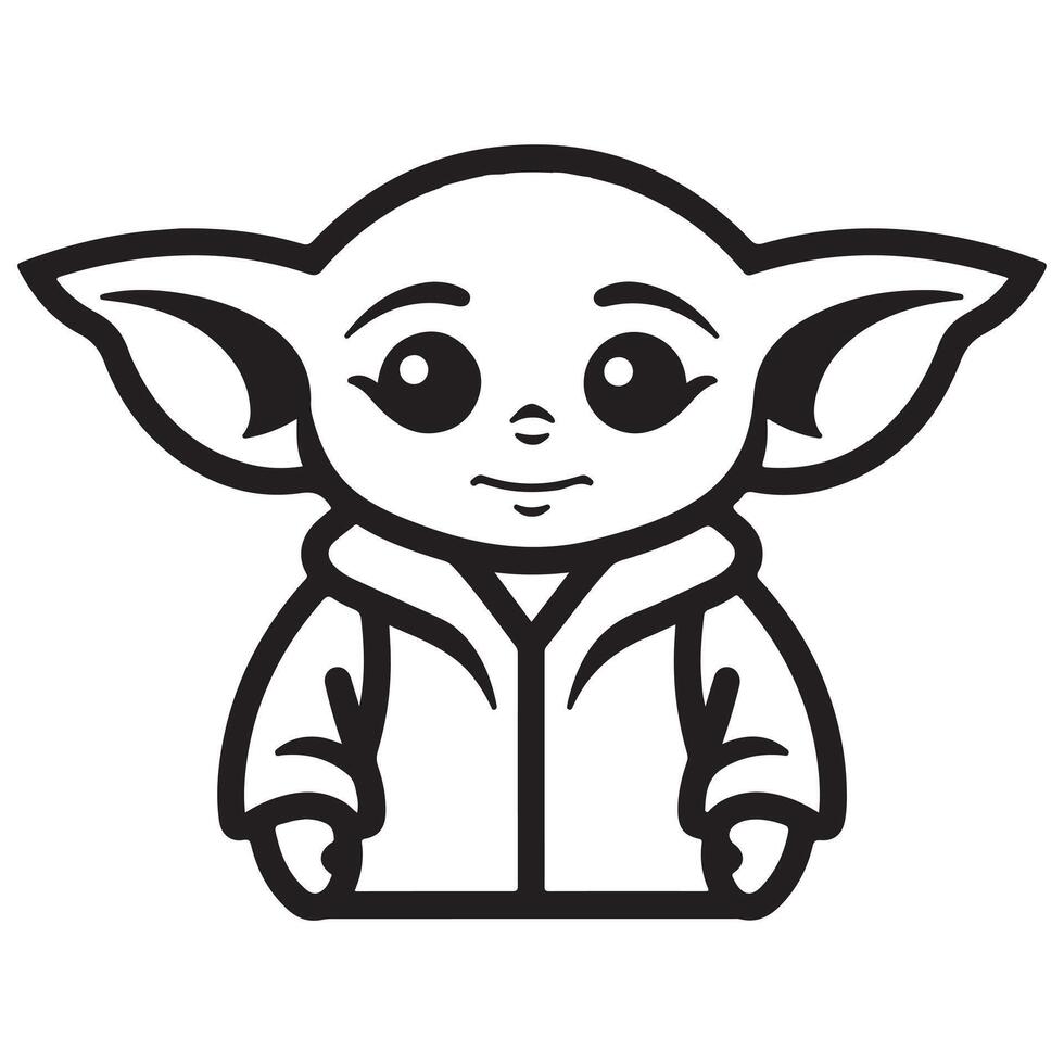 Baby yoda single line Icon design outline. vector