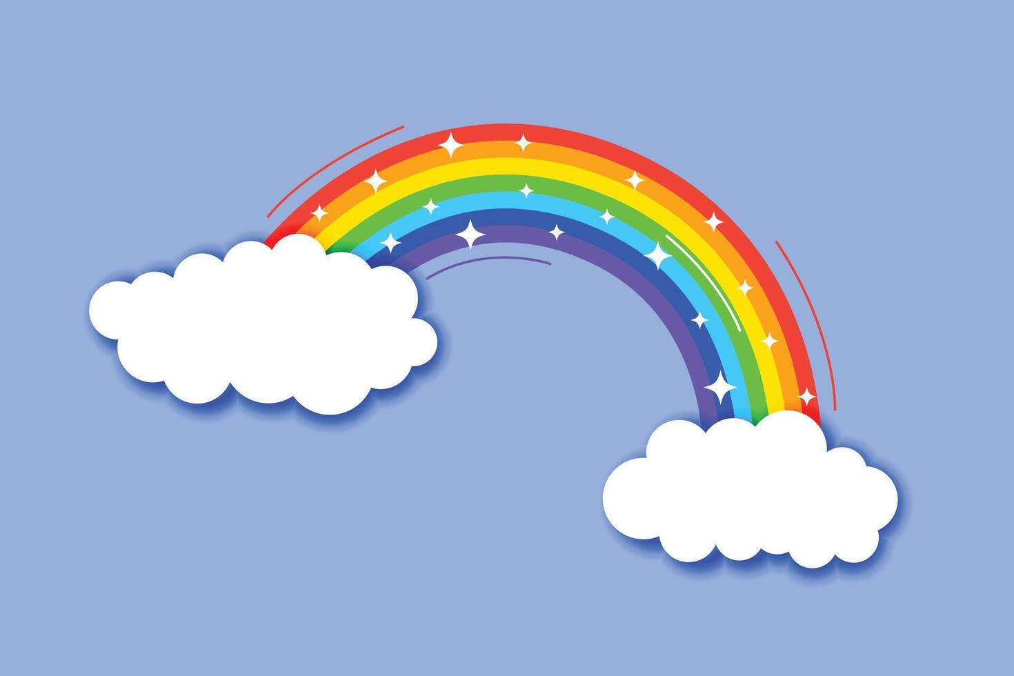Cloud and Rainbow in the Blue sky with paper art style the concept is summer season. background for children bedroom, baby room decor. illustration vector