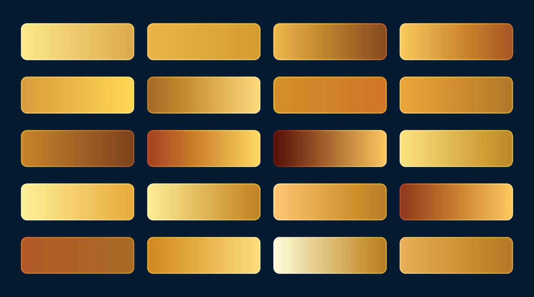 Set of Gold metallic gradient. Premium plates with shiny gold effect. metal golden pallet. vector
