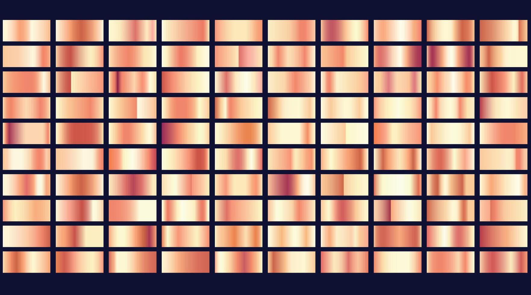Set of Rose Gold Metallic Gradients Collection Flat vector