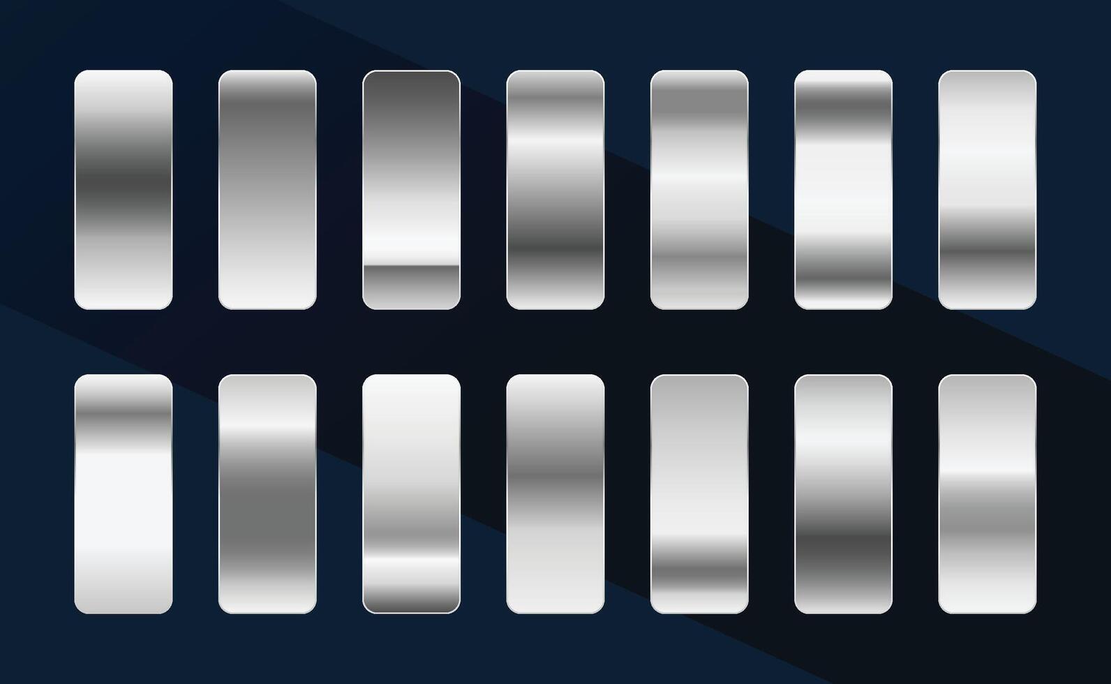 Silver Metallic Gradients. Premium Silver Swatches Collection Flat vector