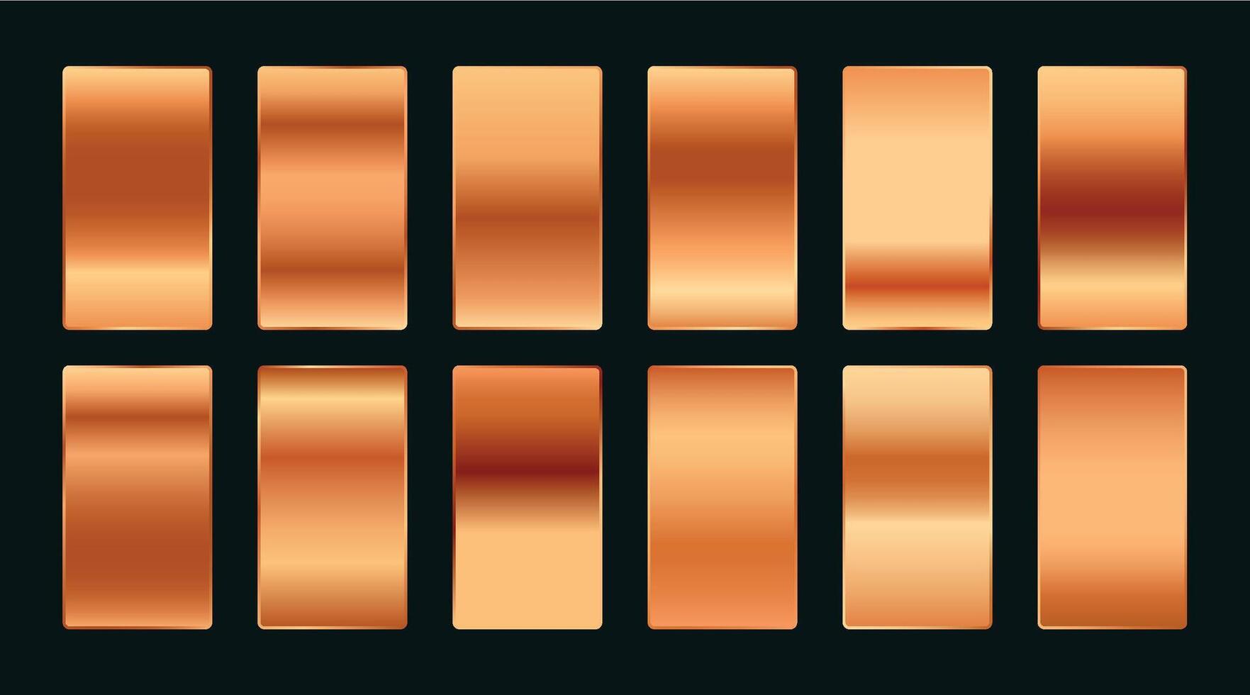 Set of Rose Gold Metallic Gradients Collection Flat vector