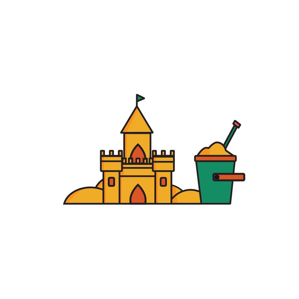 sand castle in summer on a white background vector