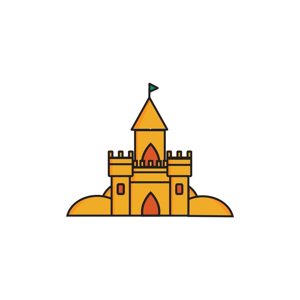 sand castle in summer on a white background vector