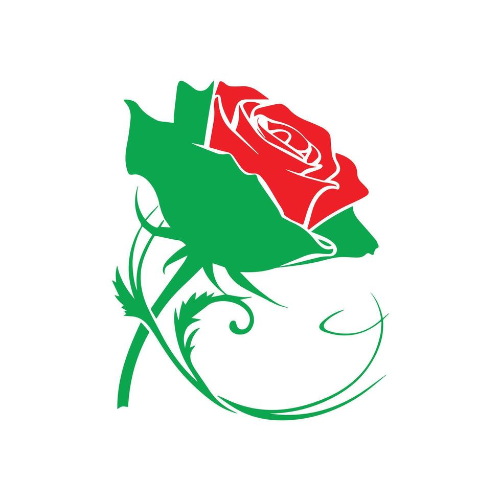 Rose flower, person with a rose on their head, Black roses flowers silhouette drawing. Floral beautiful wedding element. vector