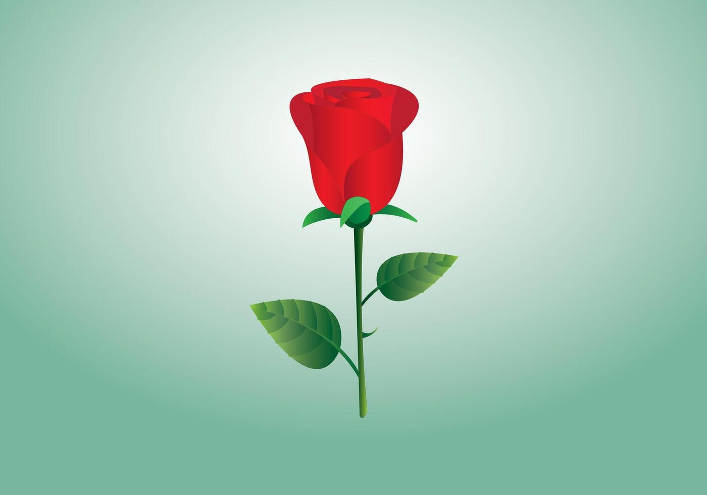A red rose with leaf vector