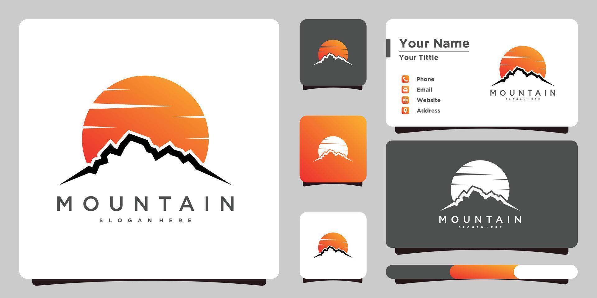 Mountain logo design minimalist. Premium vector