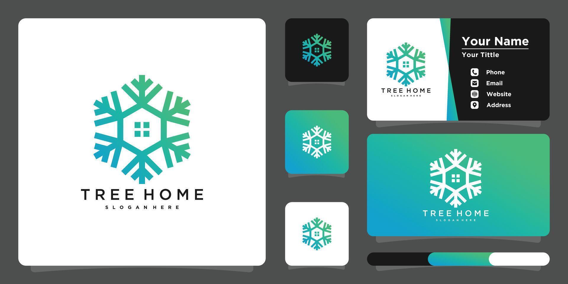 Tree house logo with unique gradient. Premium vector