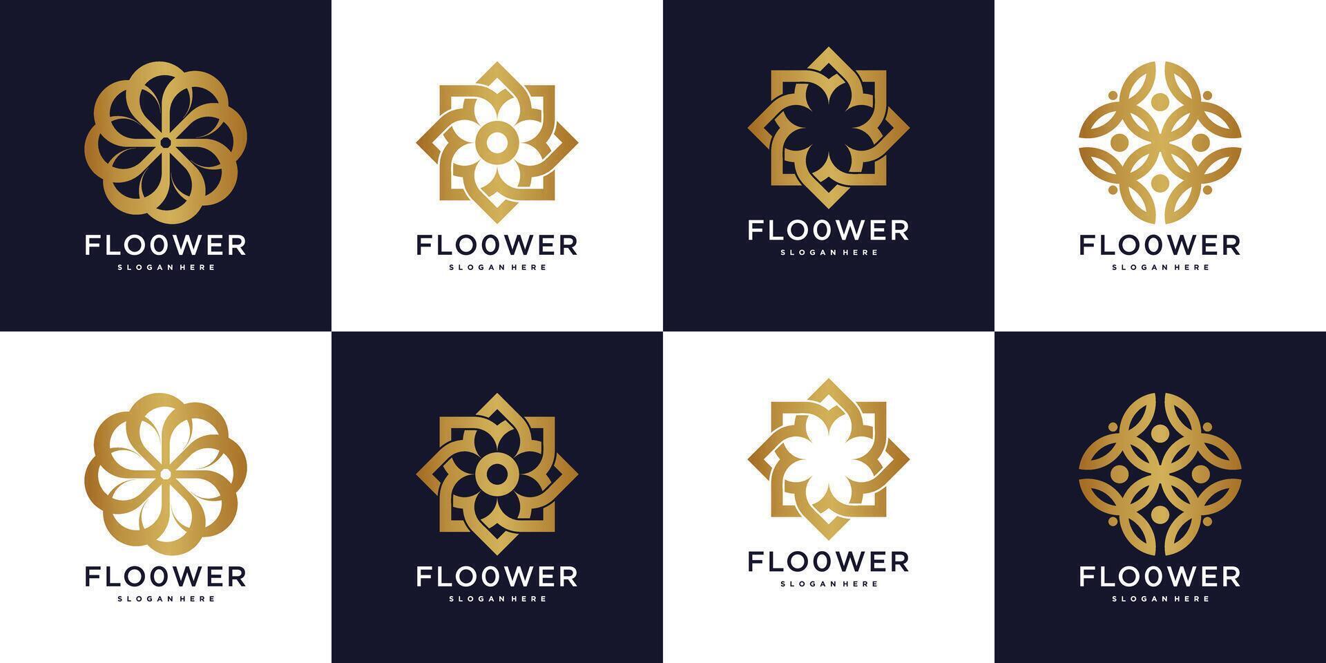 floral ornament logo icon set with unique gradient. Premium vector