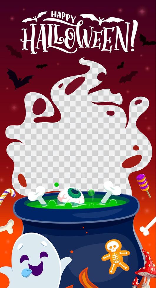 Halloween social media frame with playful ghost vector