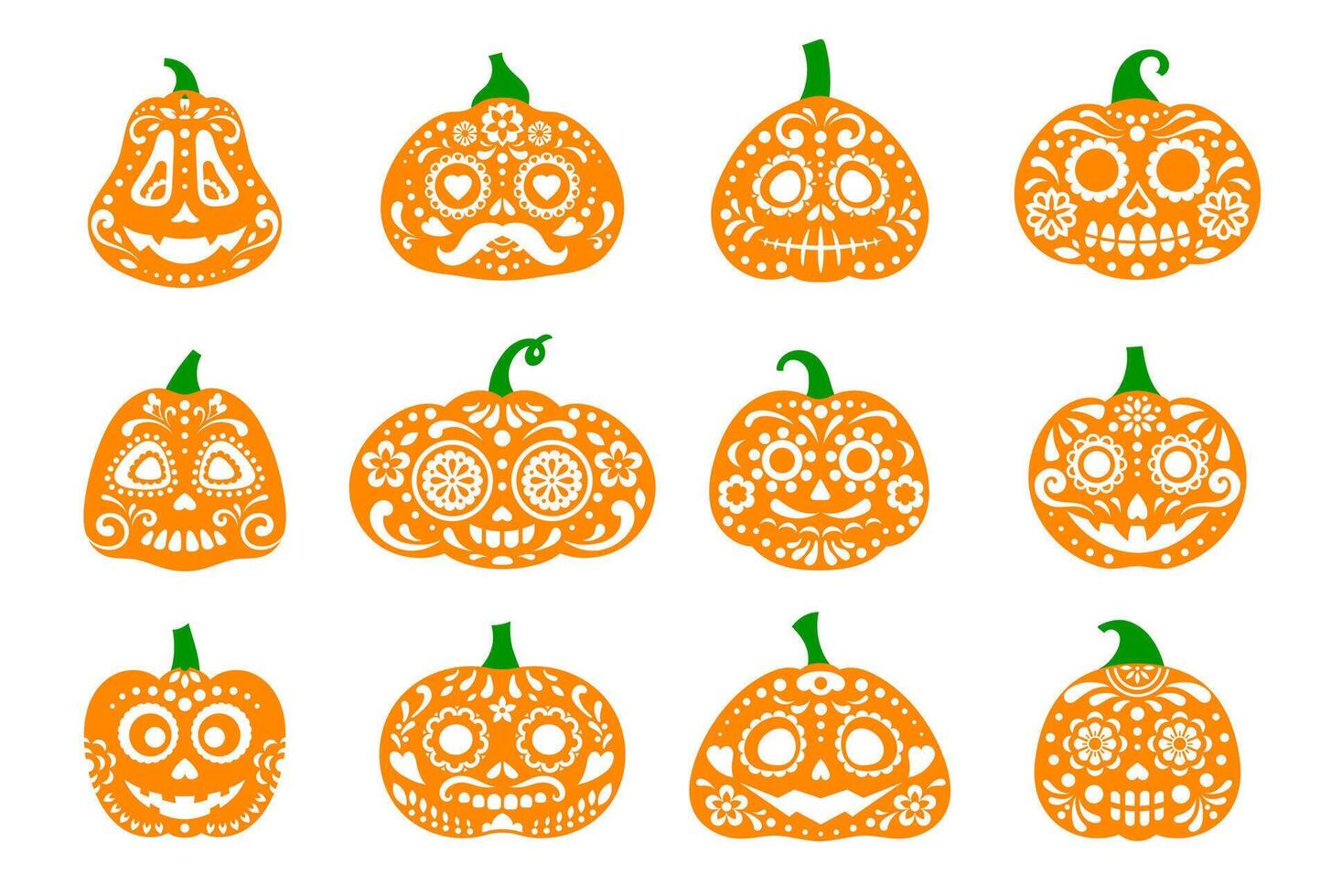 Halloween party Mexican pumpkin spooky characters vector