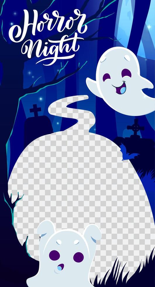 Halloween social media template with cute spooks vector