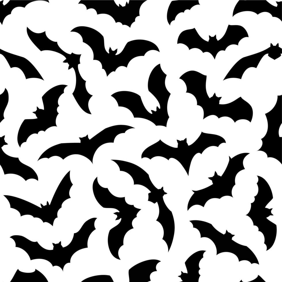 Halloween bats silhouettes seamless pattern vector