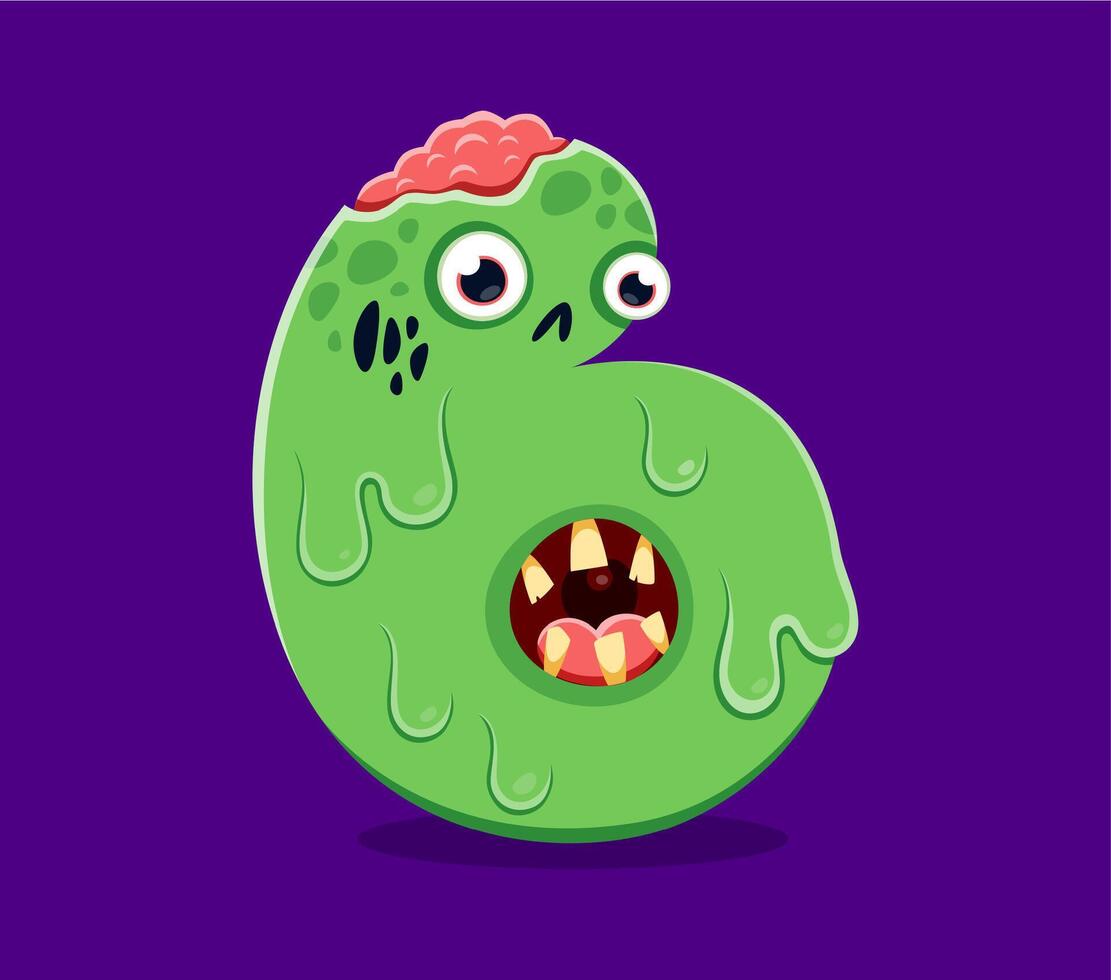 Halloween font letter B, zombie slime ABC alphabet vector