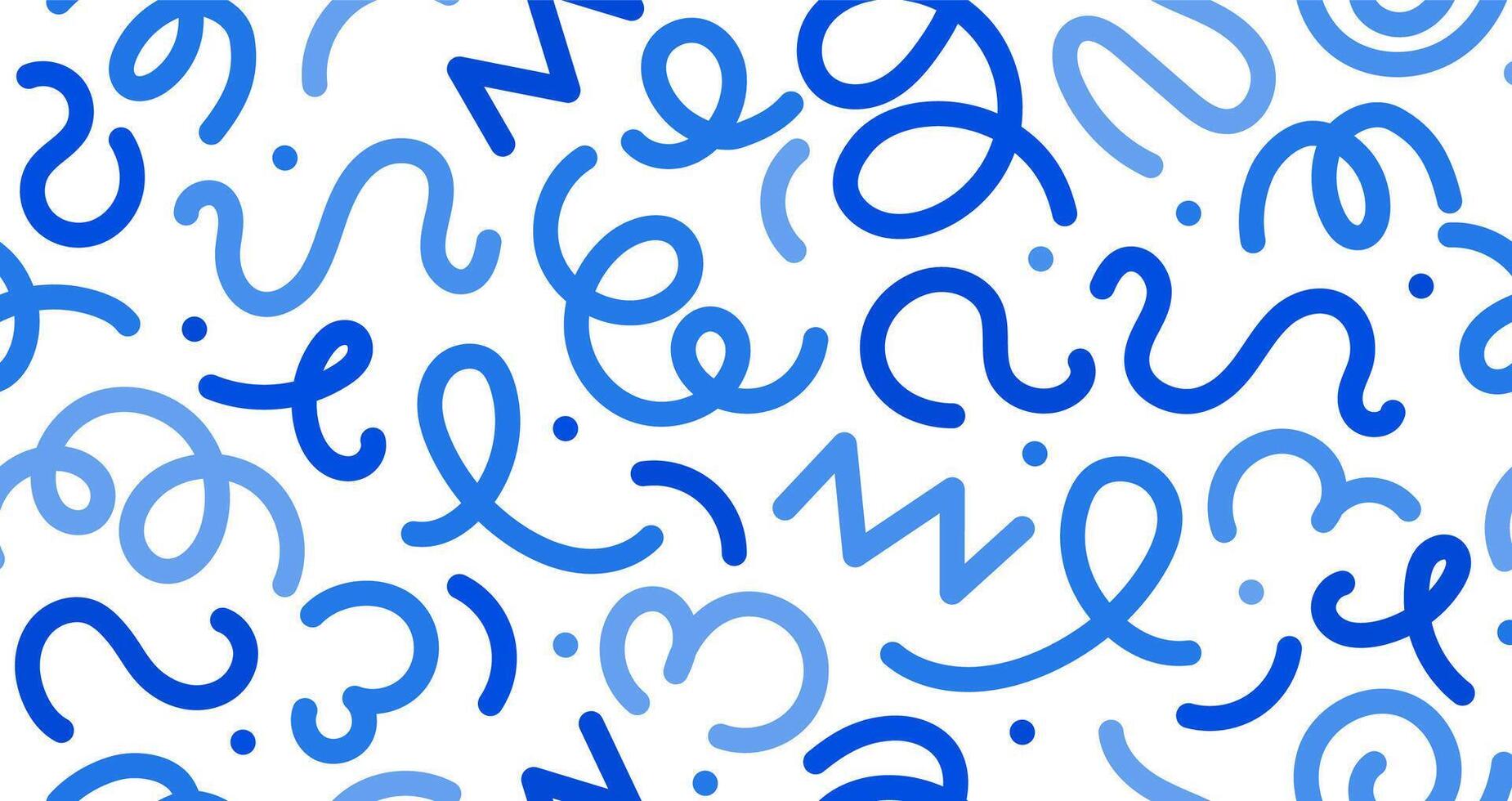 Blue squiggle kids abstract line pattern vector