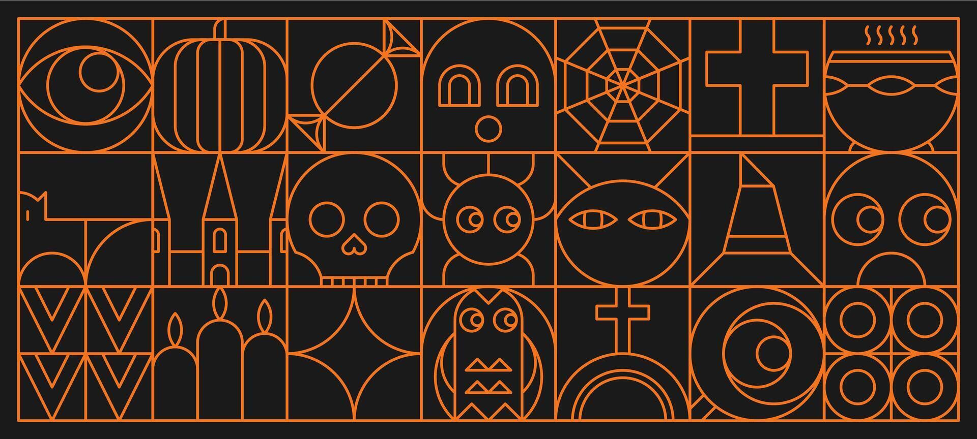 Halloween holiday abstract line geometric pattern vector
