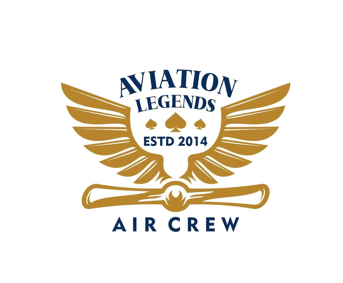 Aviation icon, airplane propeller, aircraft wings vector