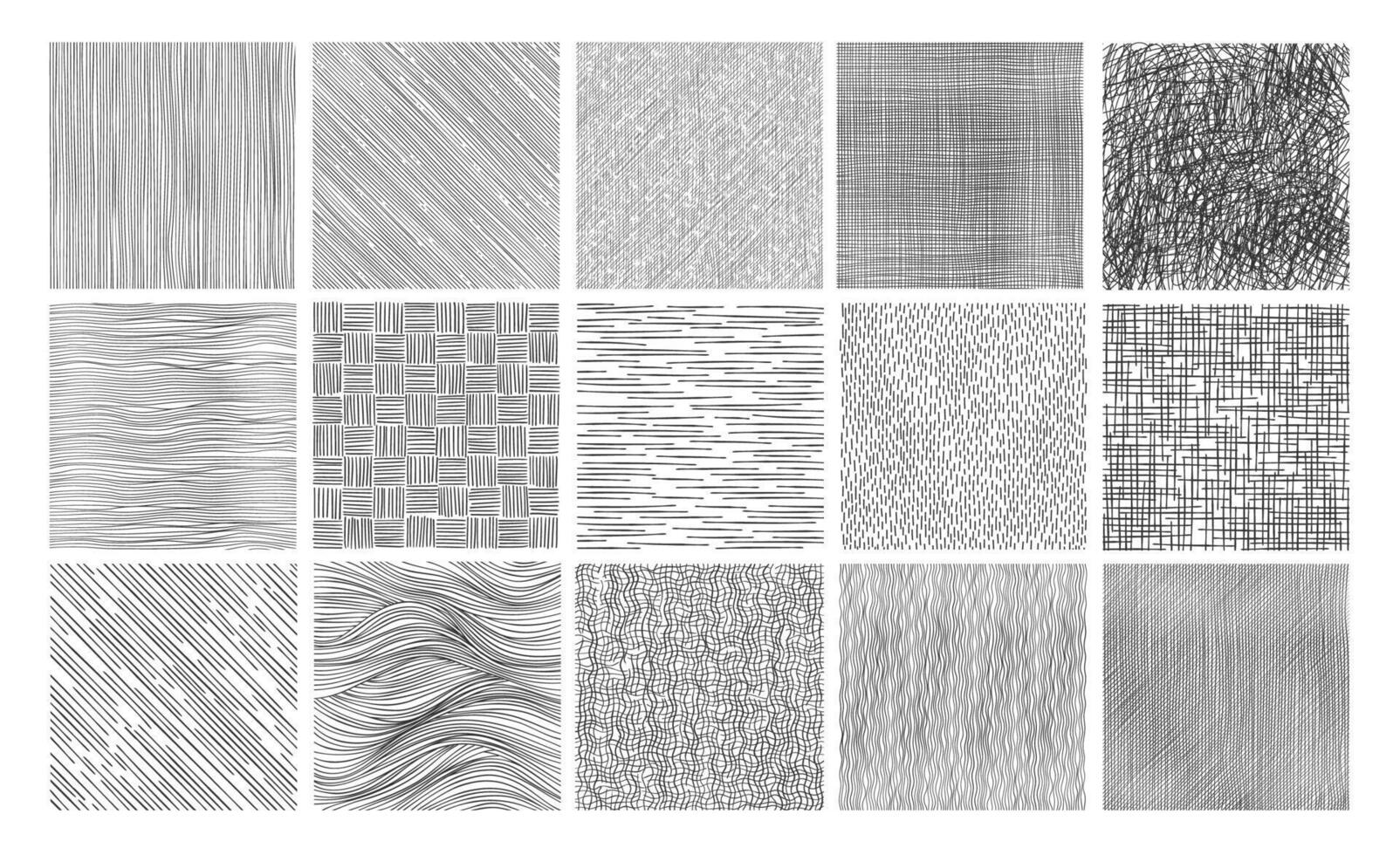 Line crosshatch patterns, hand drawn pencil sketch vector