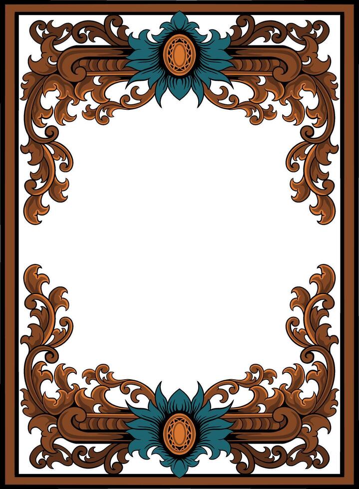 Luxury classic style engraved frame vector
