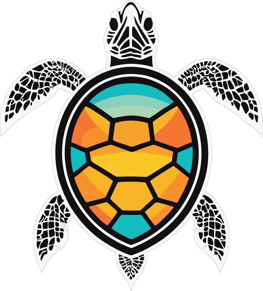 Oceanic Elegance, Sea Turtle Geometric Art vector