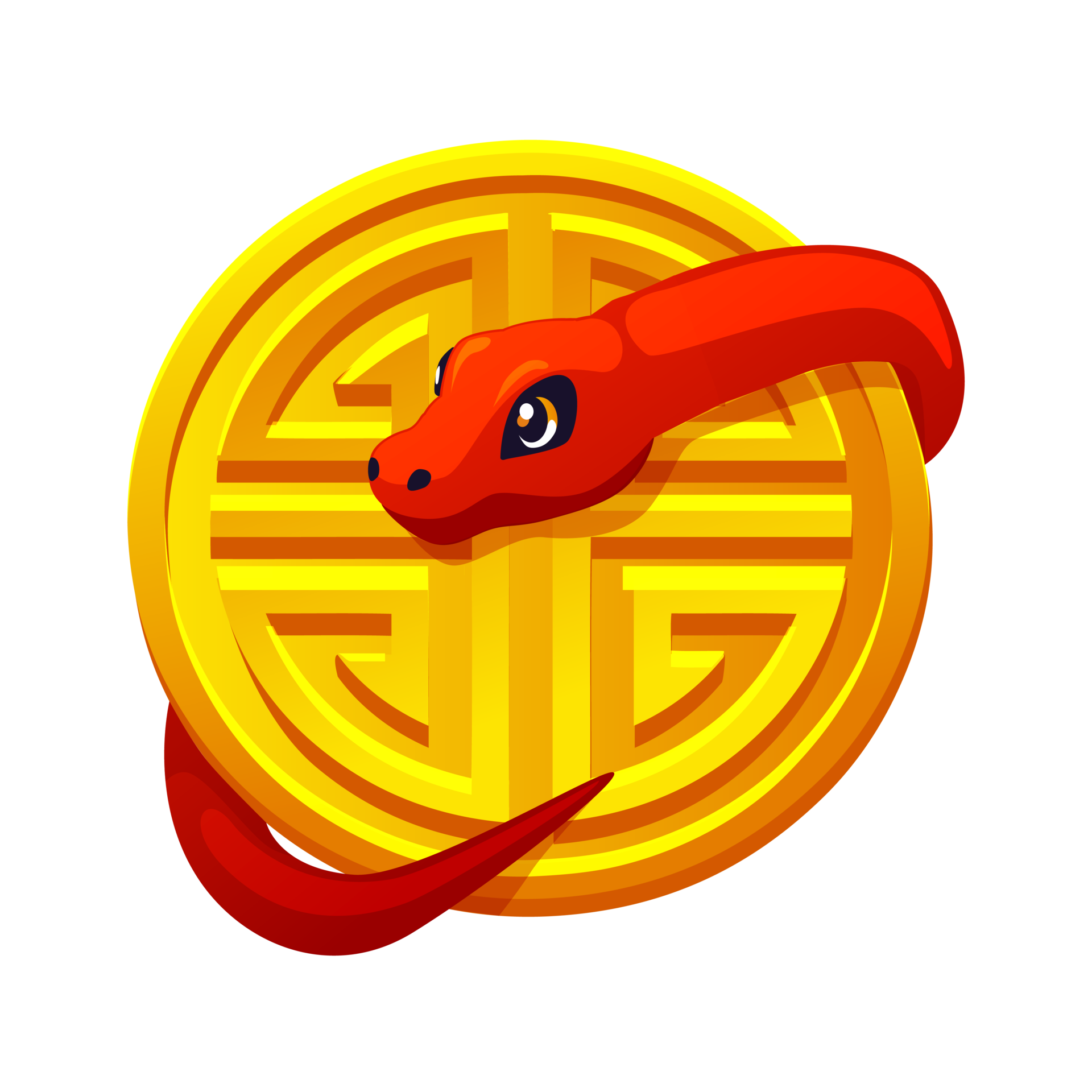 2025 Year of the Snake, Golden coin with a red snake. China Symbol Good ...