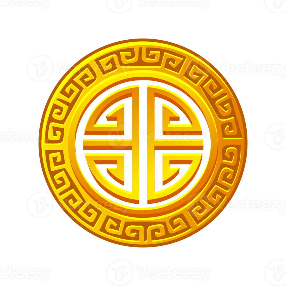 Golden Chinese prosperity symbol, Good lucky talisman. png