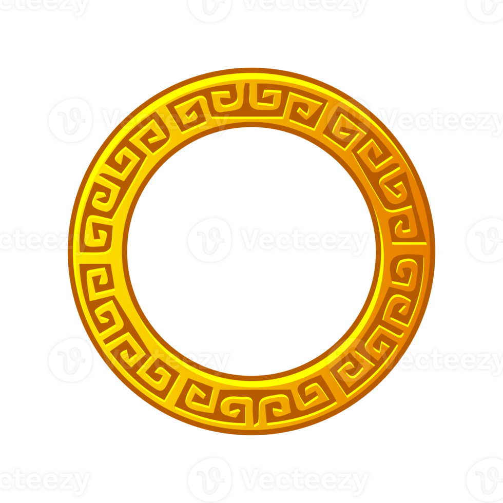 Circle Asian frames. Japanese, Korean, and Chinese border. Golden Oriental decorative frame set with geometric line ornament png