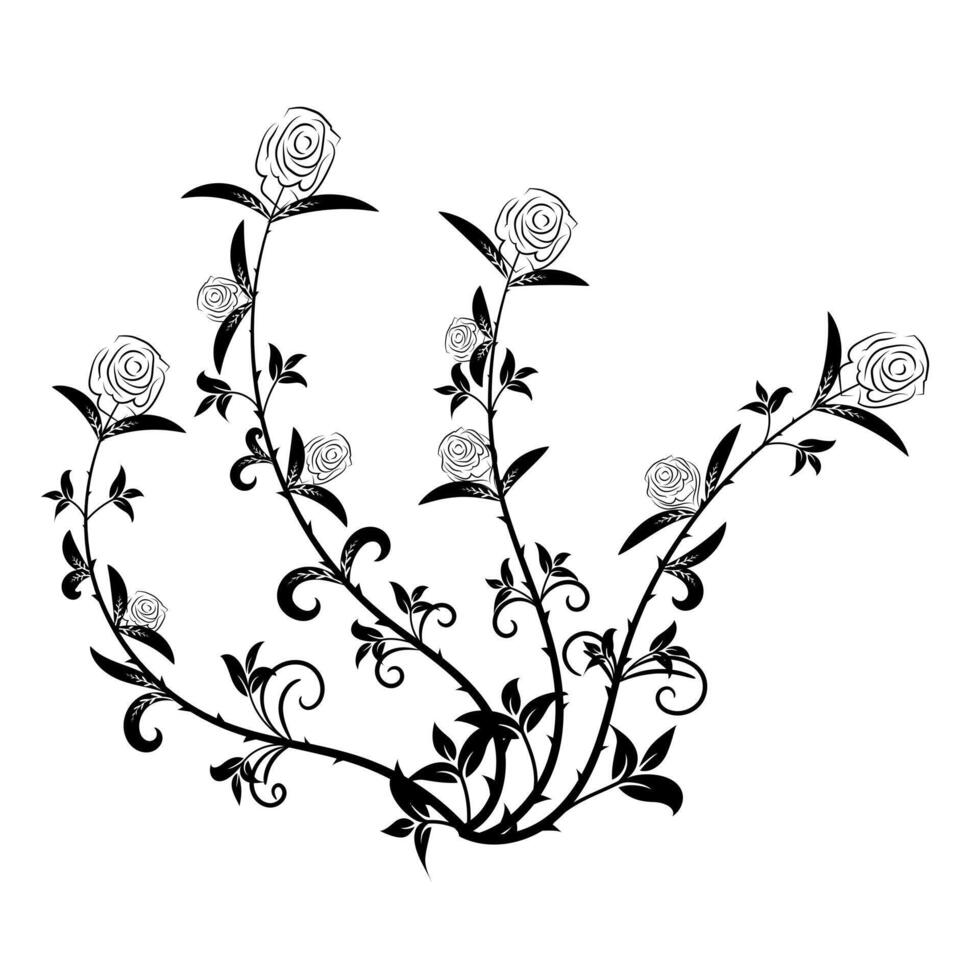Flower with Tree Design, Flower Ornaments Design. vector
