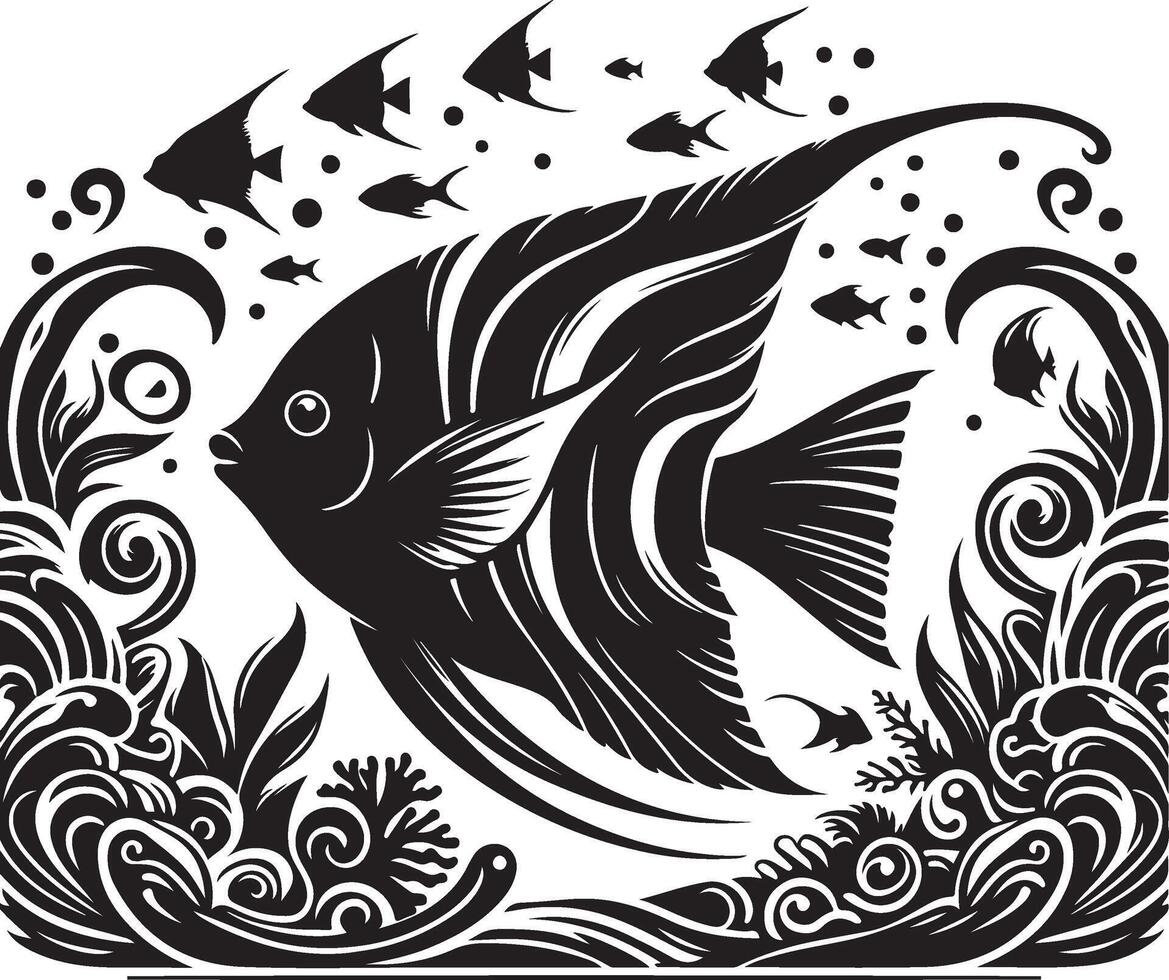 Angelfish Silhouette illustration vector