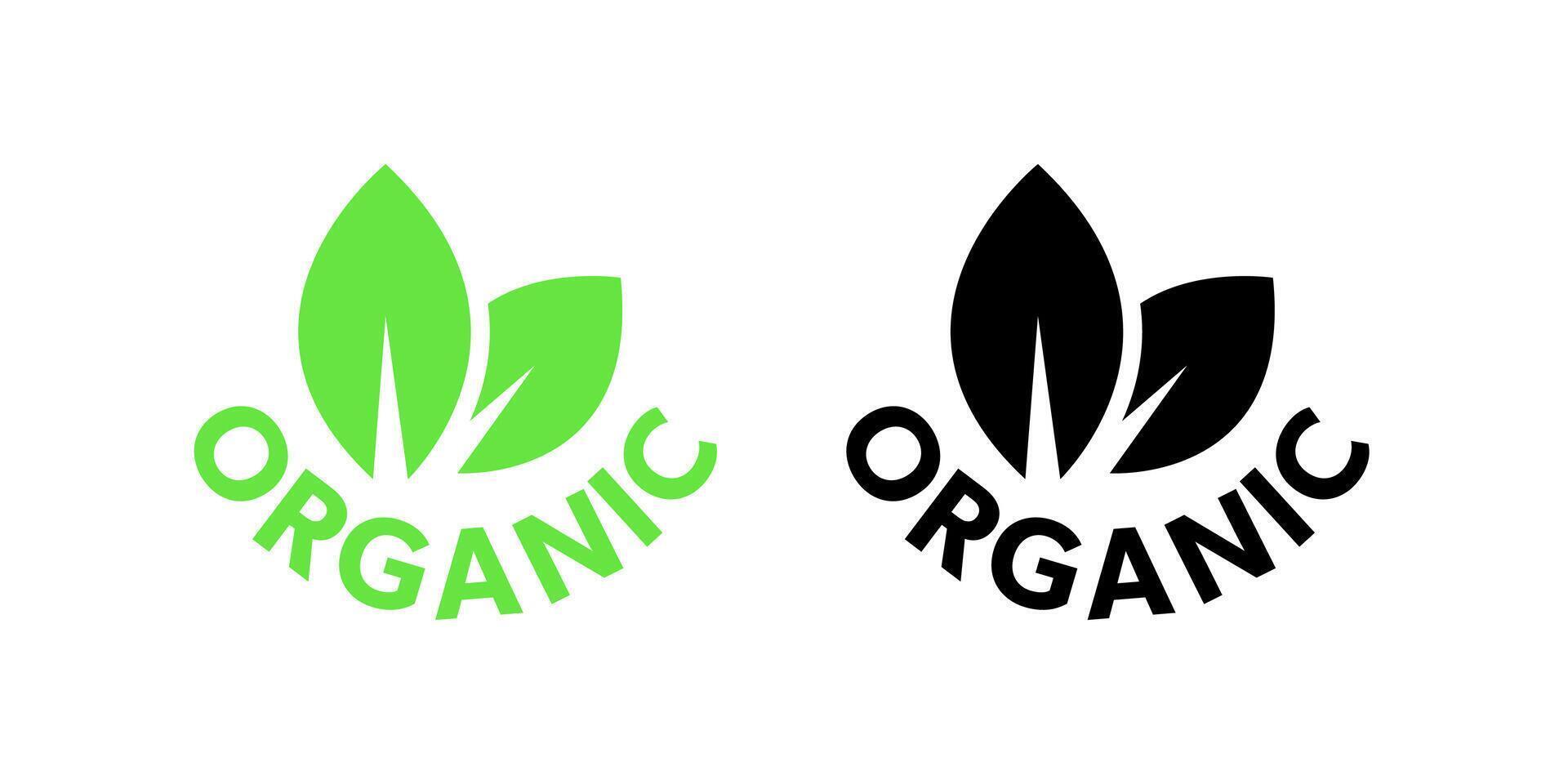 Organic logos icons with green leaves vector